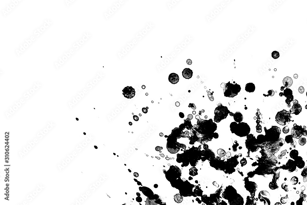 Black ink textures splatter on white background Black ink textures splatter on white background