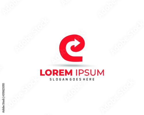 Letter E arrow loop logo icon design template elements. Vector color sign.