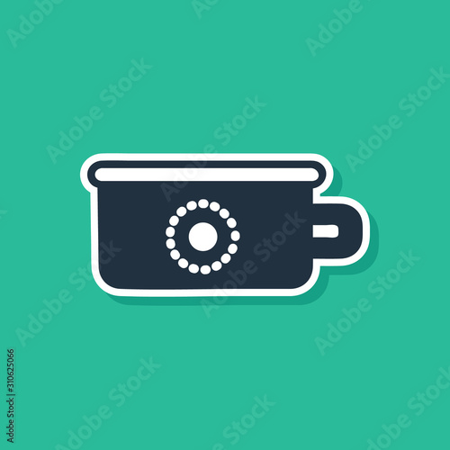 Blue Baby potty icon isolated on green background. Chamber pot.  Vector Illustration
