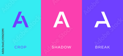 Set of letter A minimal logo icon design template elements