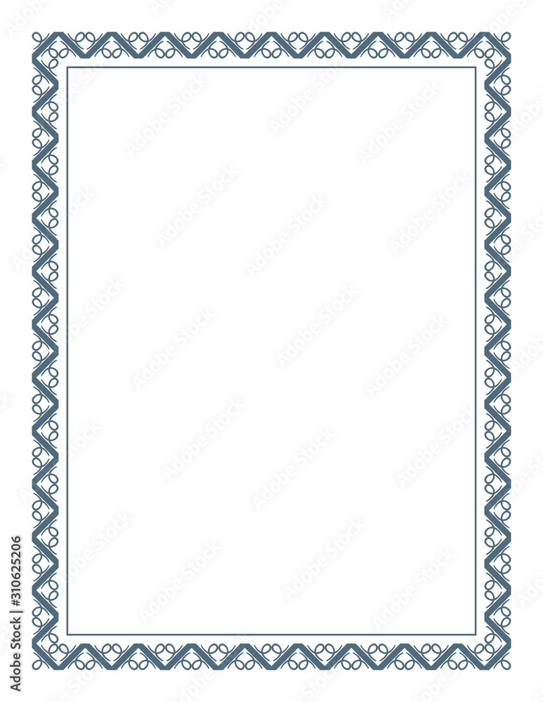 Floral Decorative Border Frame isolated on white background. Flat Vector Art Design Template Element