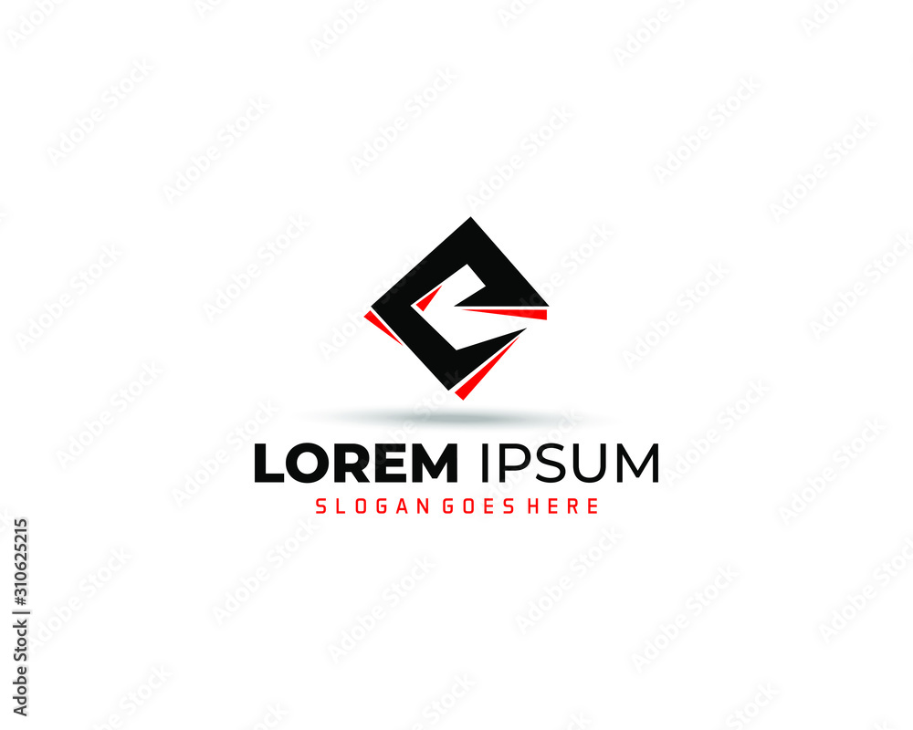 E Letter Logo Design Template with Red and black Color E Letter Logo Design Template with Red and black Color
