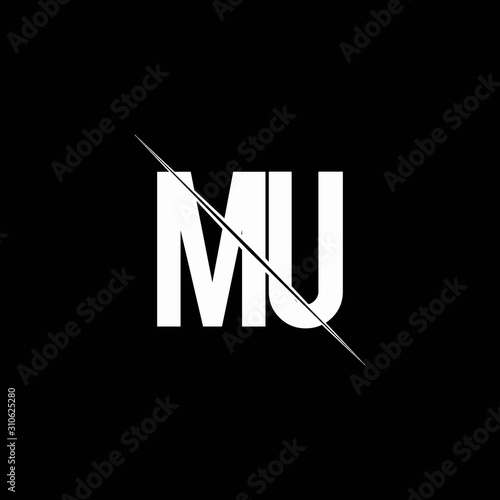 MU logo monogram with slash style design template