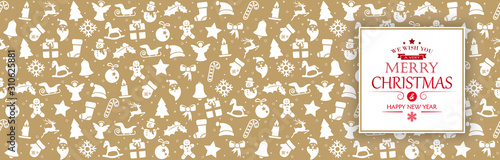 background banner with christmas icons and greetings