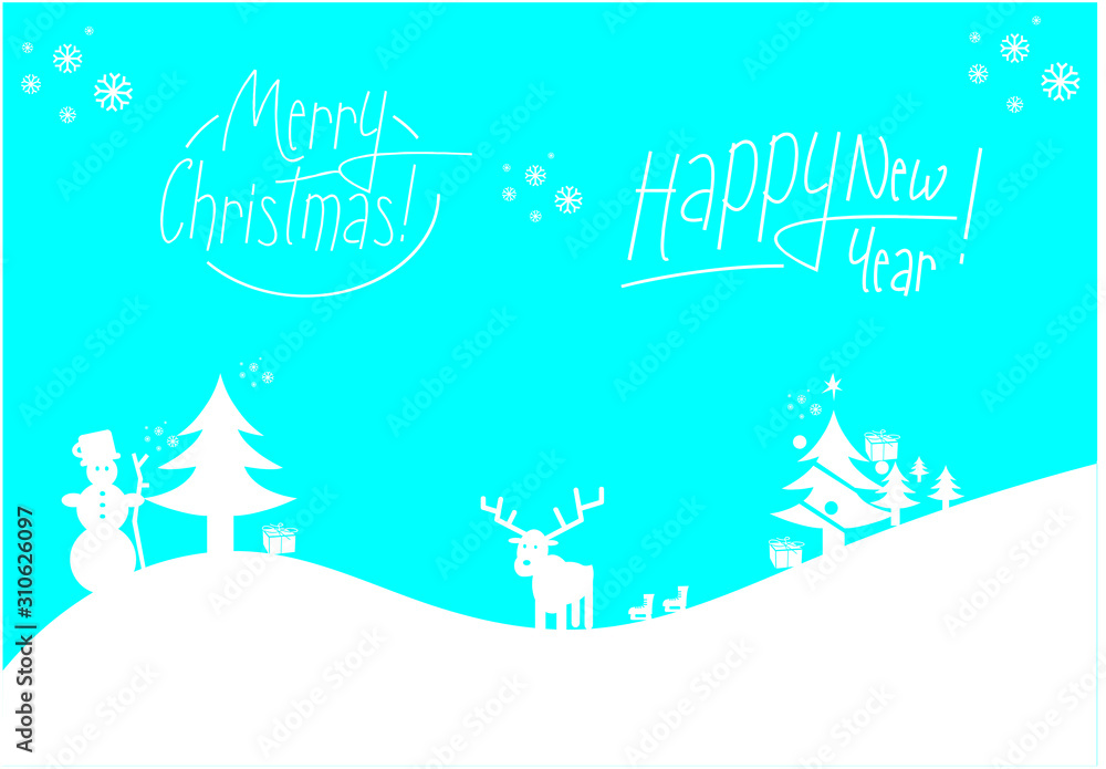Merry Christmas and Happy New Year vector illustration