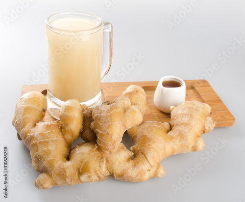 Ginger tea or Ginger tea with haney on background new. photo