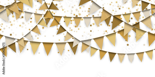 seamless colored garlands and confetti background