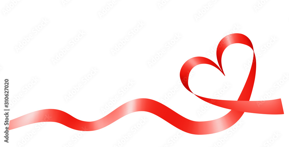 Red ribbon heart shaped