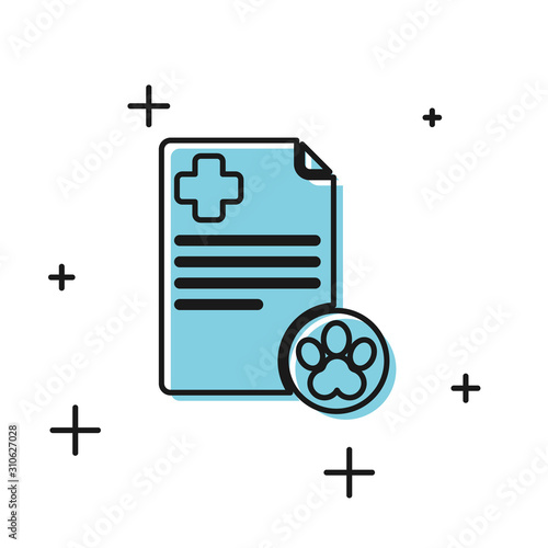 Black Clipboard with medical clinical record pet icon isolated on white background. Health insurance form. Medical check marks report. Vector Illustration