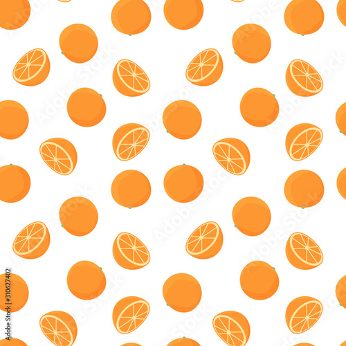 Oranges seamless pattern. Vector background.