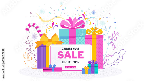 Christmase sale. Flyer, banner.