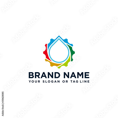 Creative gear and water logo vector