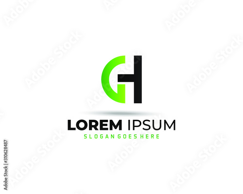 gh, G H letter logo design template