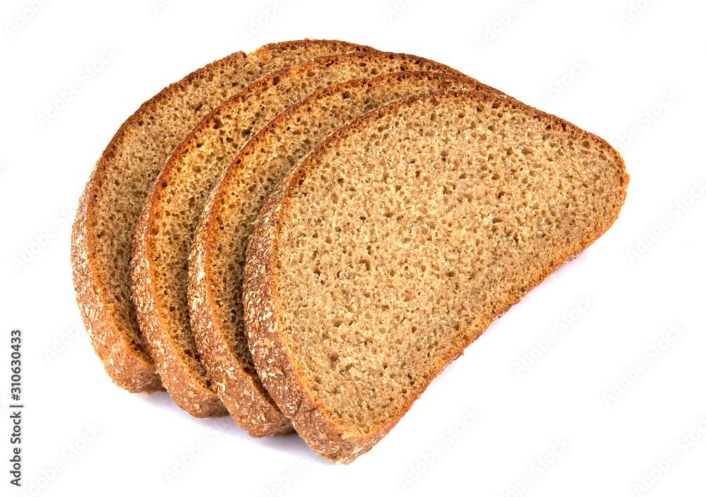 sliced of rye bread, isolated on a white background sliced of rye bread, isolated on a white background