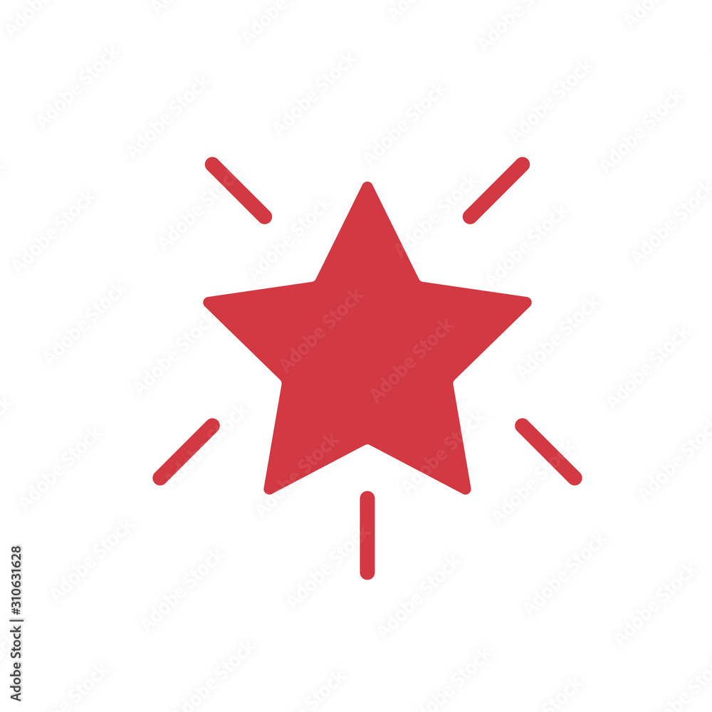 Red shining star flat vector icon isolated on a white background,Glowing Christmas star icon. Red shining star flat vector icon isolated on a white background,Glowing Christmas star icon.