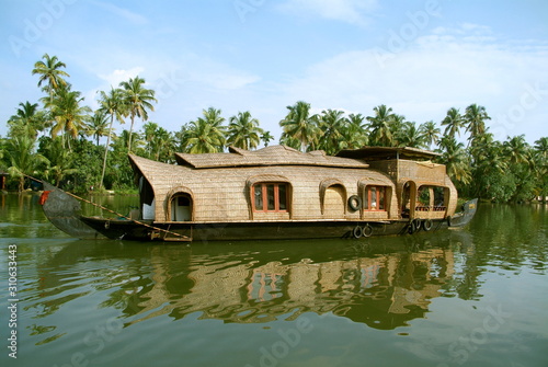 Canvas Print A typical houseboat of Kerela.
