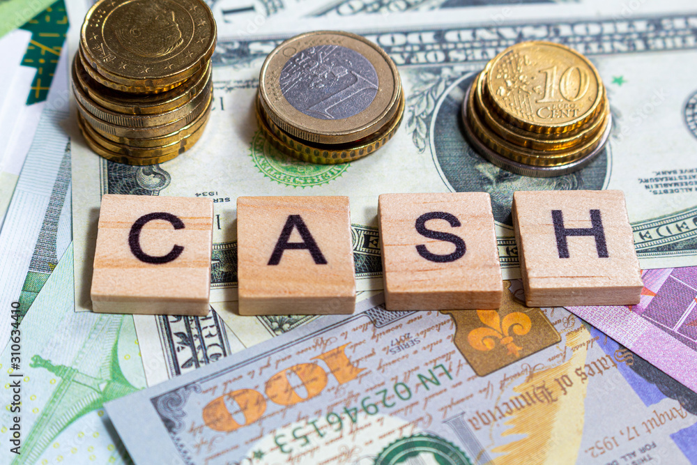 word text cash on the money banknotes background word text cash on the money banknotes background