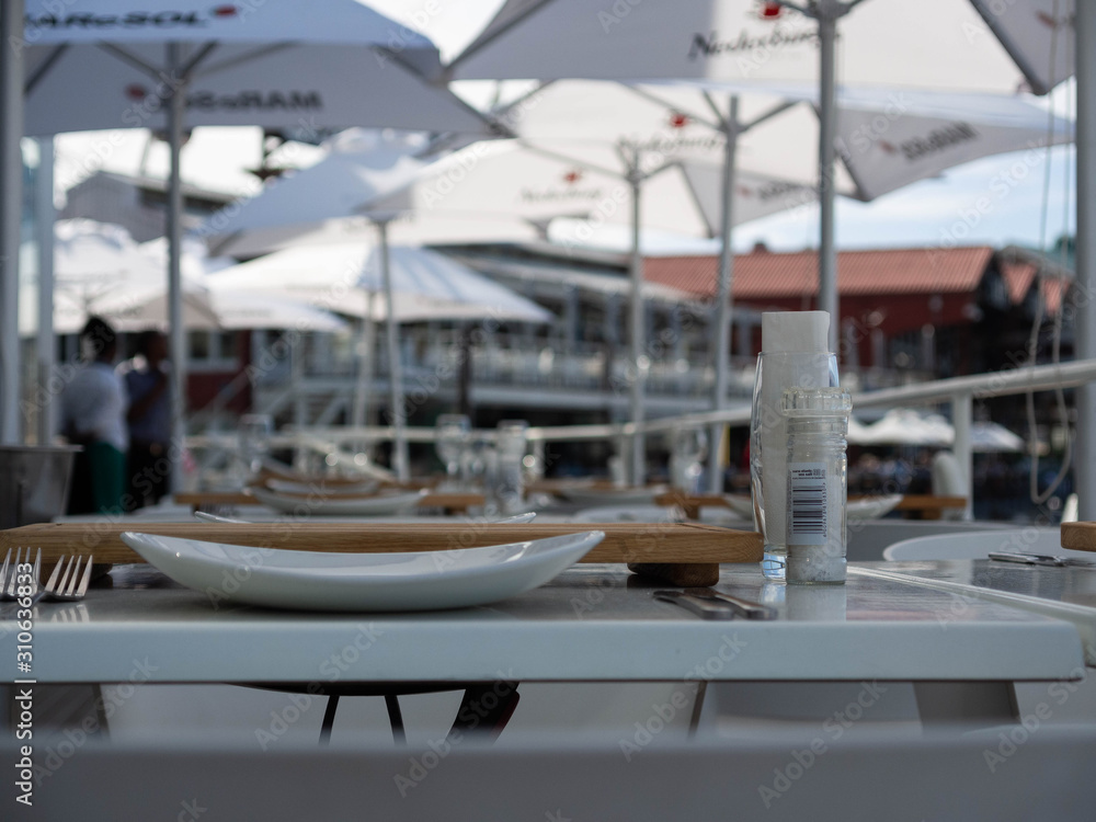 Fototapeta premium The dining table in V&A Water front , Cape Town, South Africa