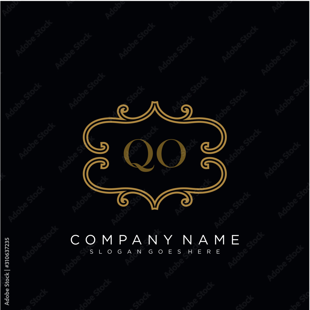 QO Initial logo. Ornament ampersand monogram golden logo