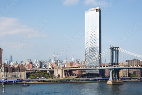 Midtown Manhattan and the Manhattan Bridge across the Hudson East river. Taken in New York City from the Brookly Bridge on September the 28th, 2019