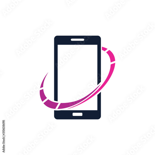 Smartphone service logo design template, phone repair icon. Mobile phone repair logotype with place for text.