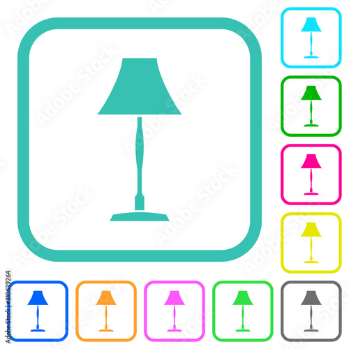 Standing lampshade vivid colored flat icons