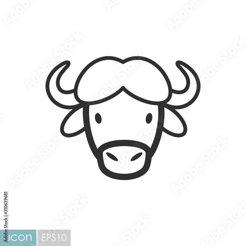 Buffalo bison ox icon. Animal head vector