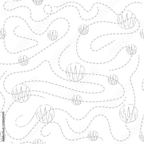Abstract vector seamless monochrome pattern of the trajectories of the planets in the Galaxy, it is possible to replace the background of the substrate