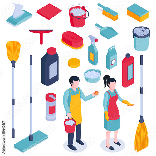 Isometric Cleaning Housework Set