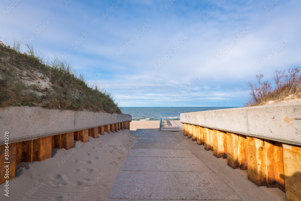 Entrance to the beach. Baltic Sea. Poland