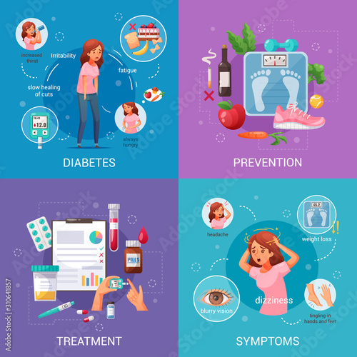 Diabetes Cartoon 2x2 Design Concept