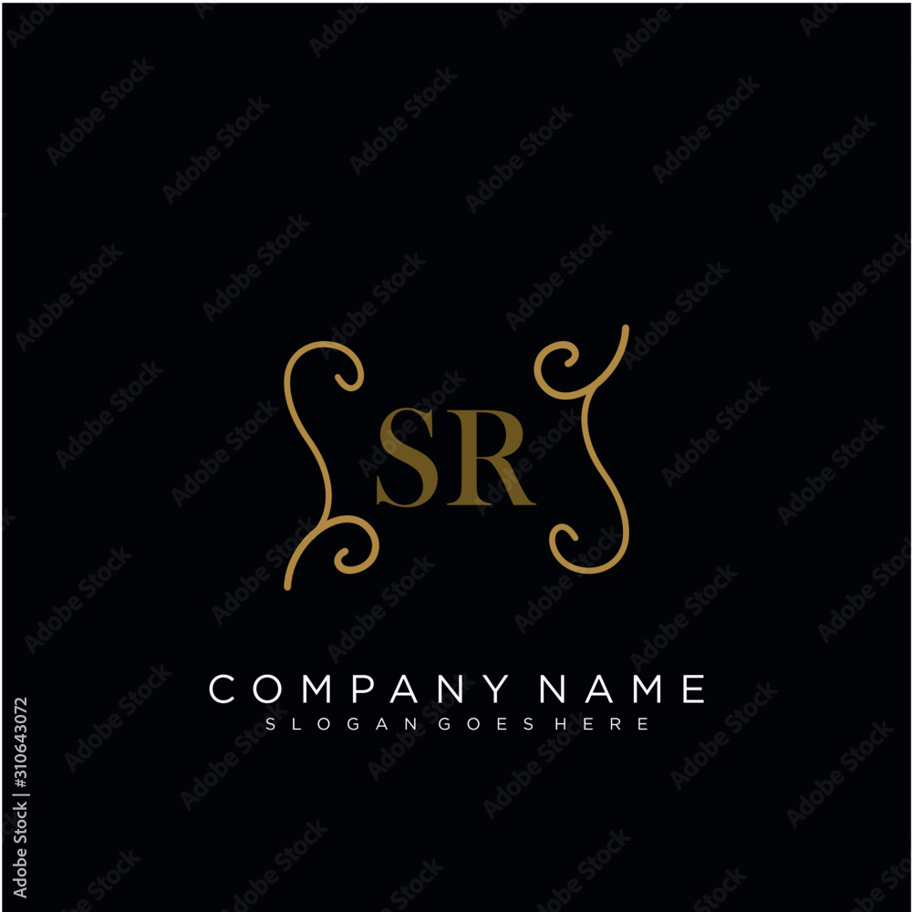 SR Initial logo. Ornament ampersand monogram golden logo SR Initial logo. Ornament ampersand monogram golden logo