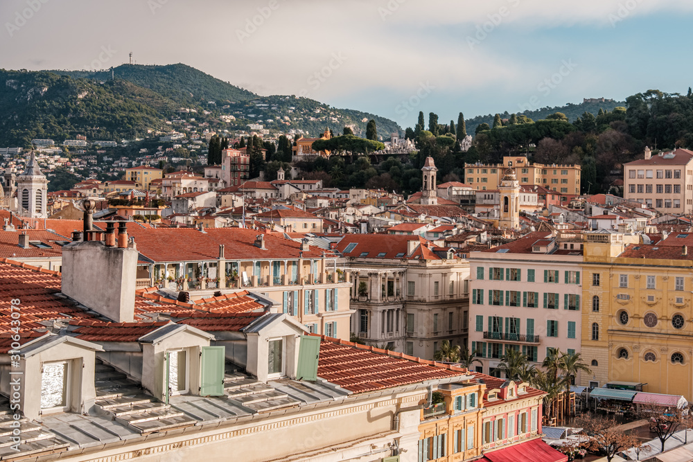 View of rooftops of old town in Nice