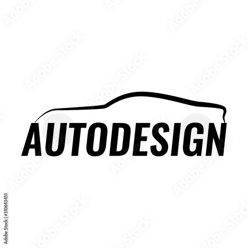 Auto Company Logo Design Concept with Sports Car Silhouette. Vector illustration.