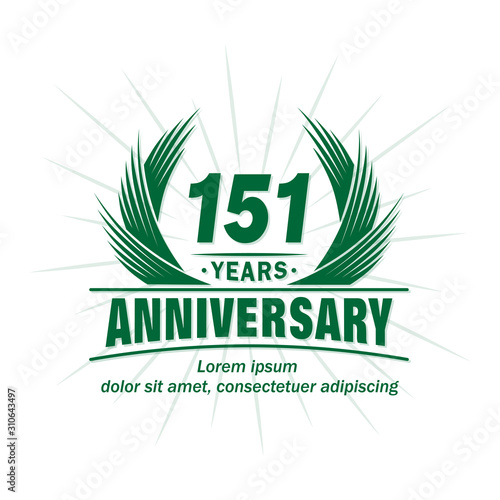 151 years logo design template. 151st anniversary vector and illustration.