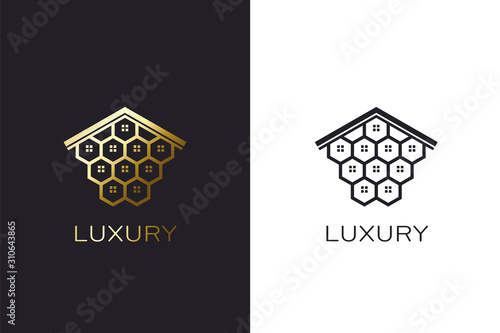 Beehive House Logo creation concept. Real estate image