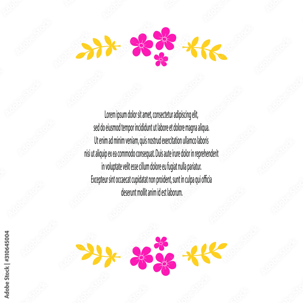 Frame for text. Vector. Consists of flowers and twigs. Suitable for decorating cards, invitations.