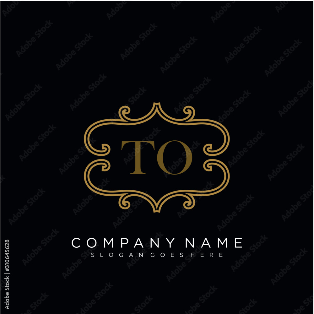 Initial letter TO logo luxury vector mark, gold color elegant classical