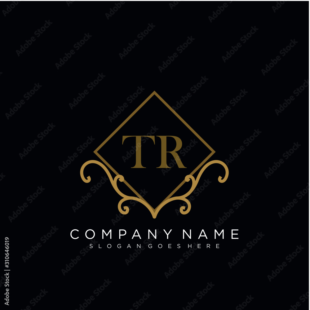 Initial letter TR logo luxury vector mark, gold color elegant classical Initial letter TR logo luxury vector mark, gold color elegant classical