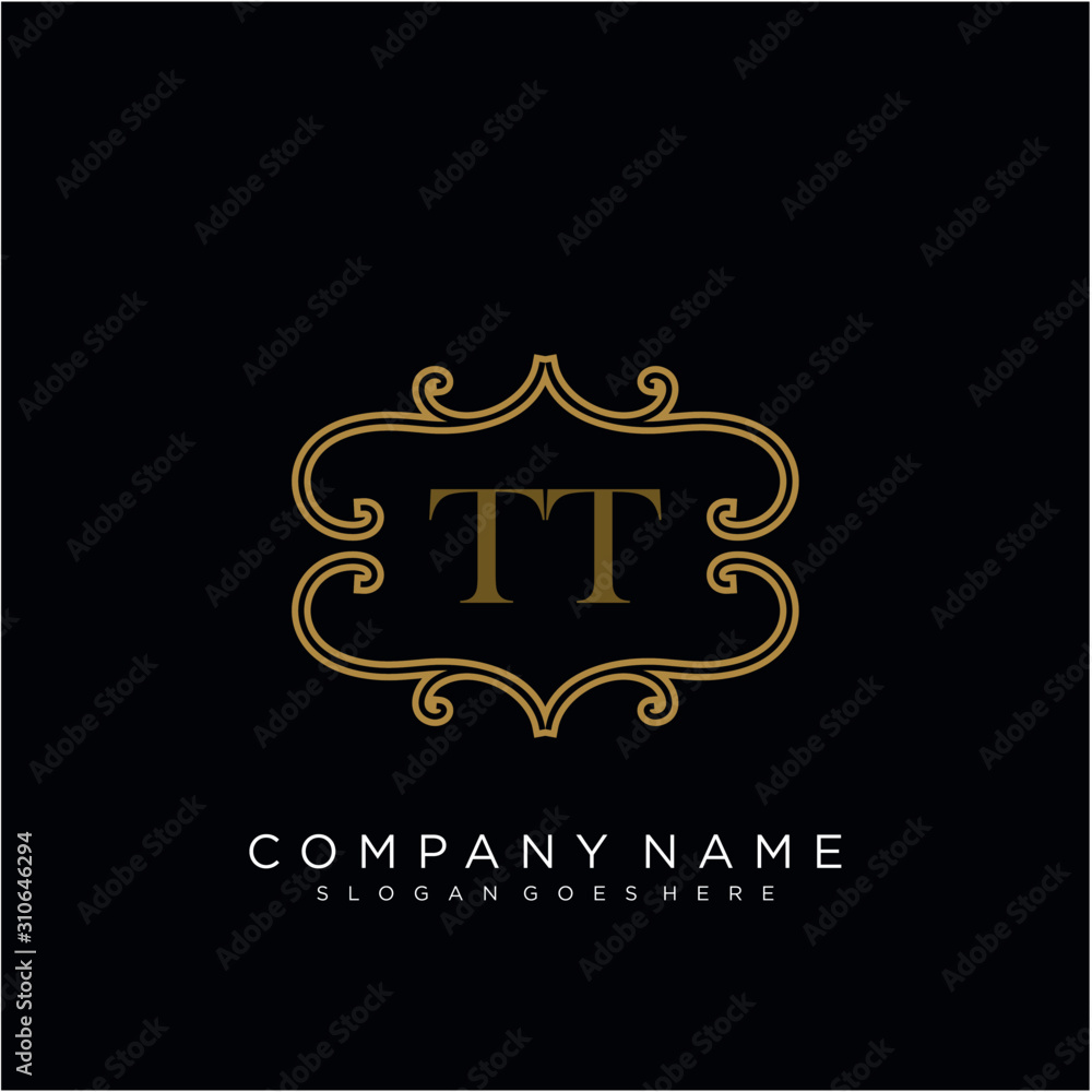 Initial letter TT logo luxury vector mark, gold color elegant classical Initial letter TT logo luxury vector mark, gold color elegant classical