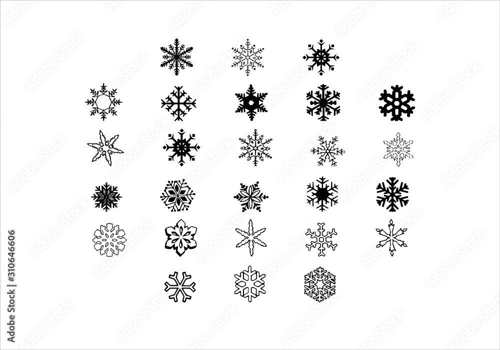  Set of 26 snow flake icons vector illustration