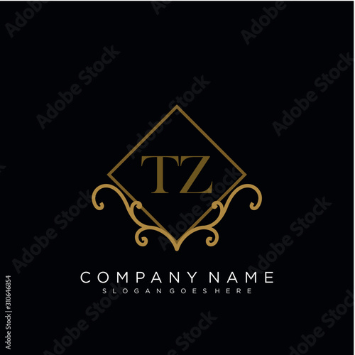 Initial letter TZ logo luxury vector mark, gold color elegant classical