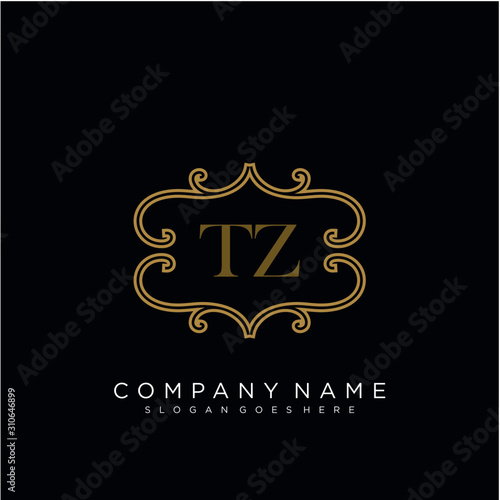 Initial letter TZ logo luxury vector mark  gold color elegant classical