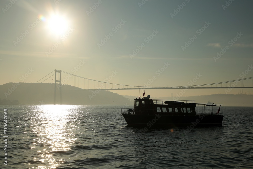 Fatih Sultan Mehmet Bridge At Bosphorus, Istanbul, Turkey