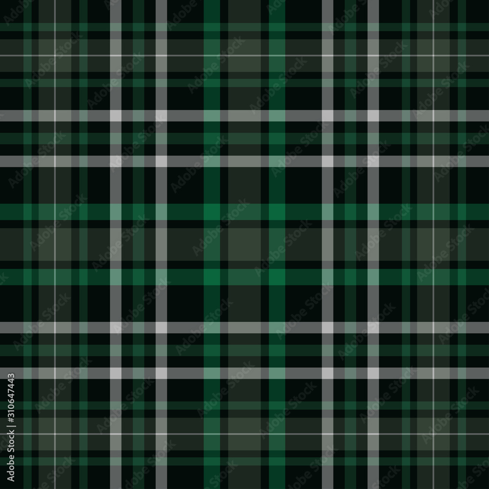 Obraz premium Tartan plaid green and black seamless checkered vector pattern.