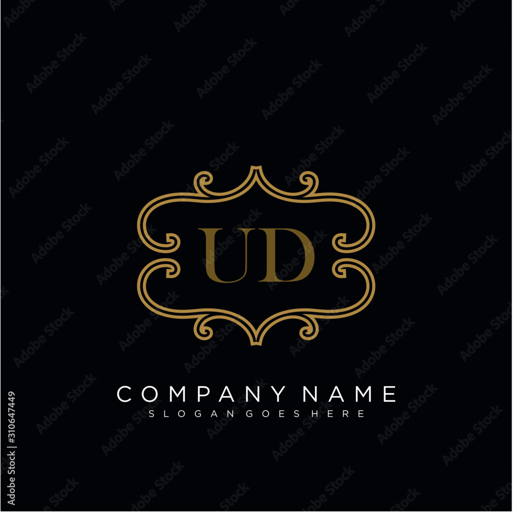 Initial letter UD logo luxury vector mark, gold color elegant classical Initial letter UD logo luxury vector mark, gold color elegant classical