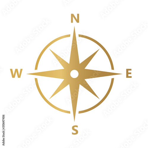 golden compass icon- vector illustration
