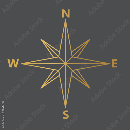 golden compass icon- vector illustration