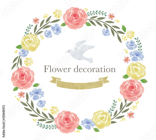 水彩の花フレーム