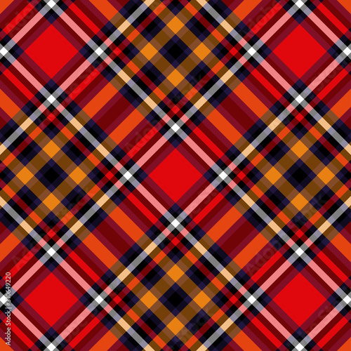 Tartan red and yellow seamless checkered vector pattern.